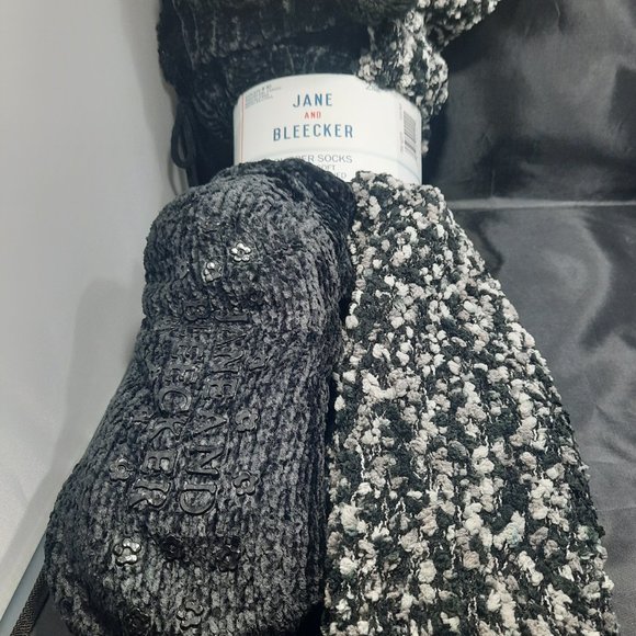 Jane and Bleecker Black gray white slipper socks - Picture 5 of 5